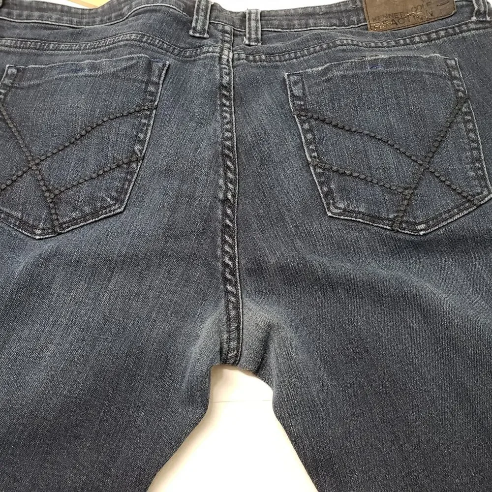 Kenneth Cole Reaction Jeans Mens 38x32 Blue Dark Wash Denim Boot Cut Casual